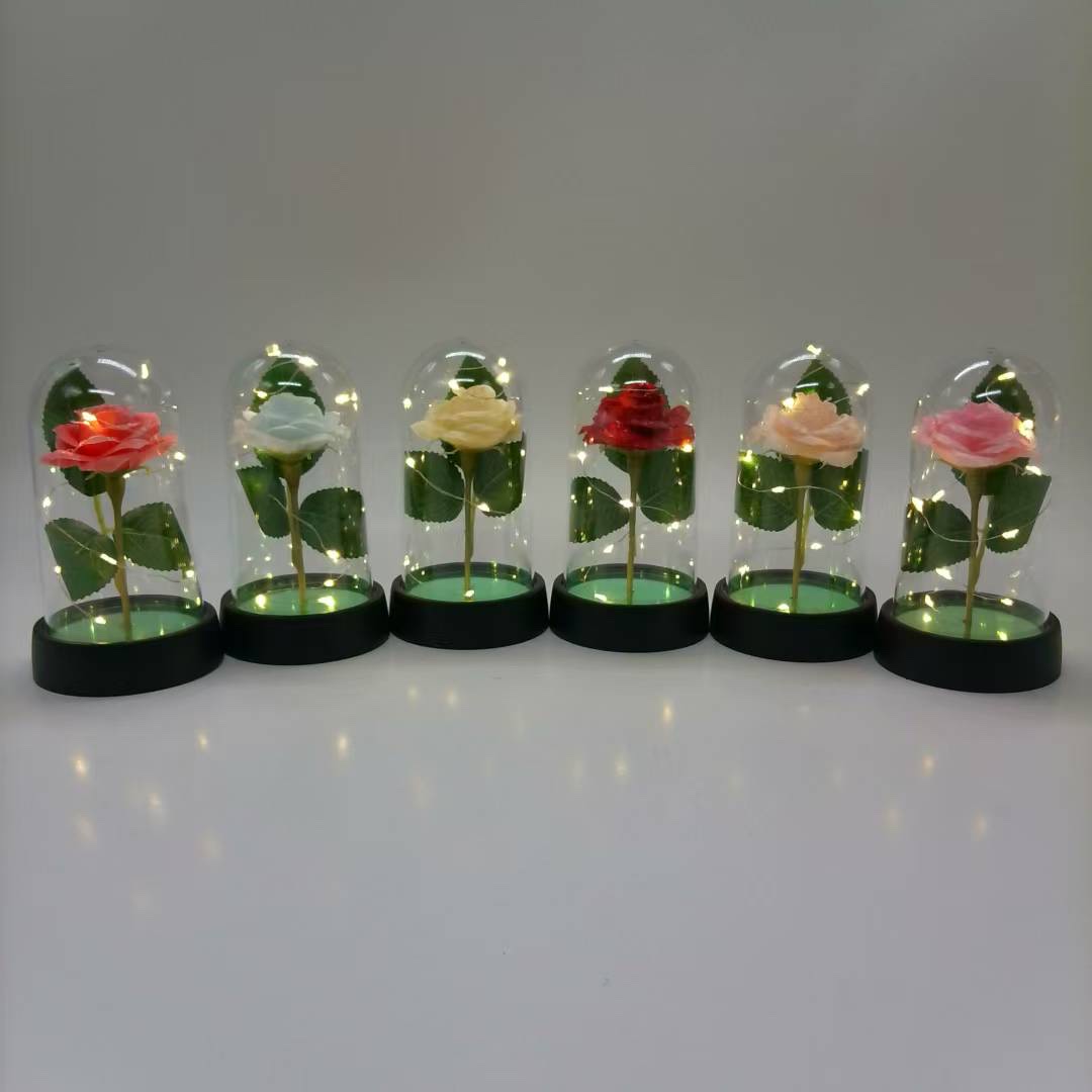 厂家直销跨境玫瑰花塑料罩，母亲节，情人节，教师节礼物摆件产品图