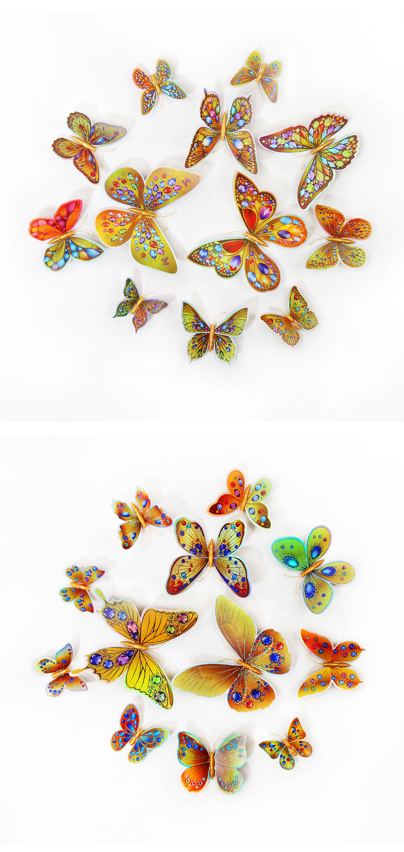 12 3D double-layer butterfly home decoration simulation butterfly pvc colorful butterfly wall stickers with magnets detail image 1