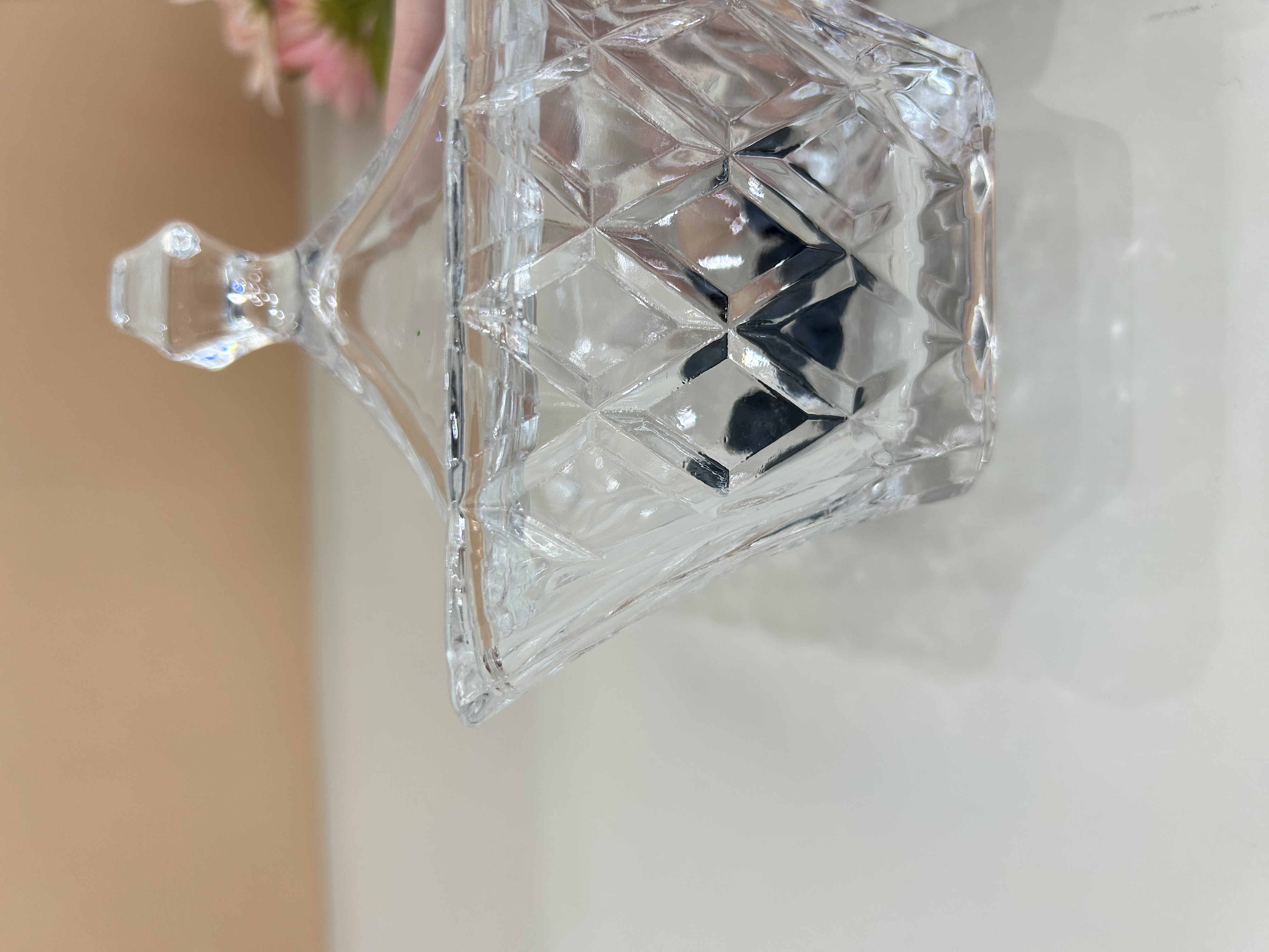 Square glass sugar jar with lid, storage tank, simple jewelry box, glass handicrafts detail image 2