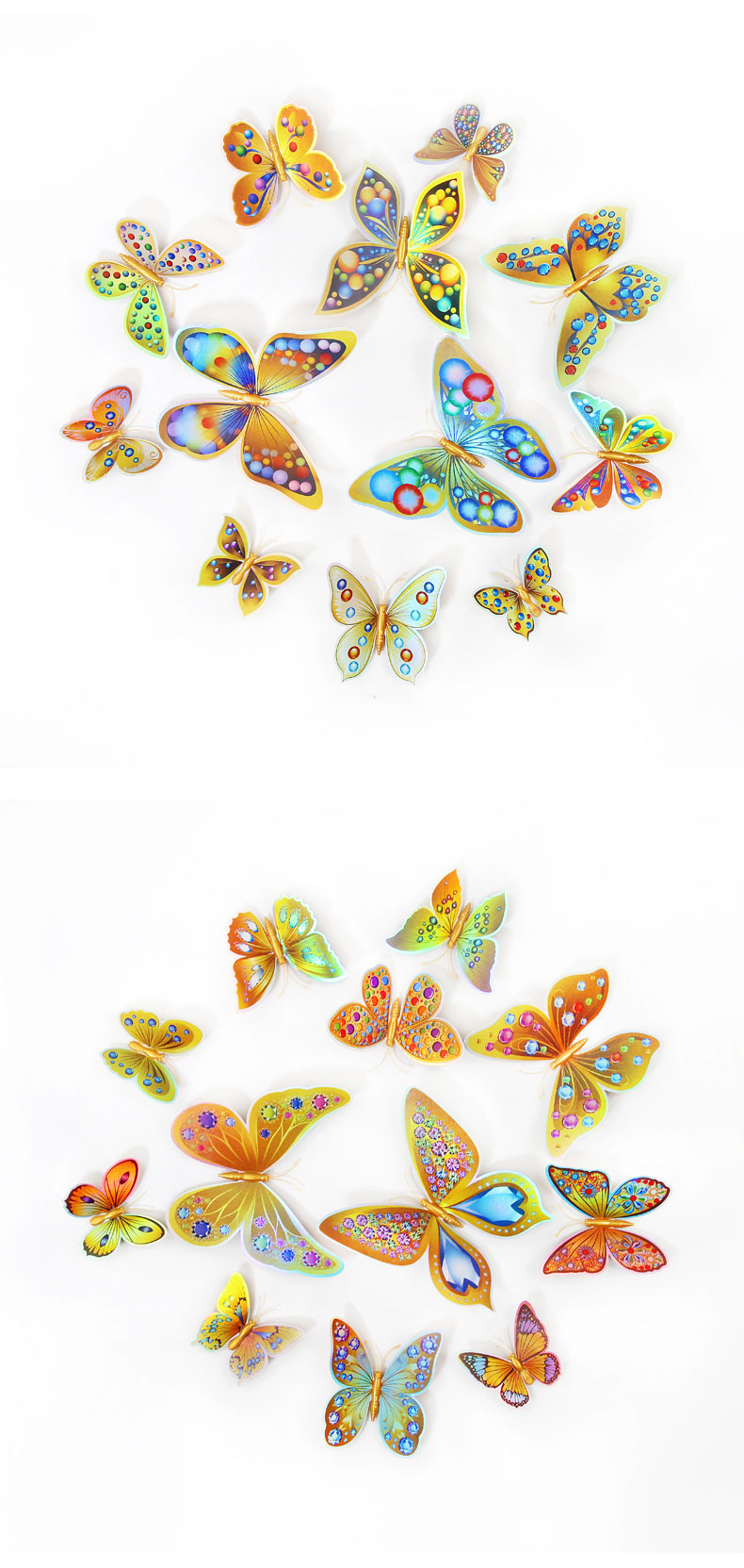 12 3D double-layer butterfly home decoration simulation butterfly pvc colorful butterfly wall stickers with magnets detail image 8