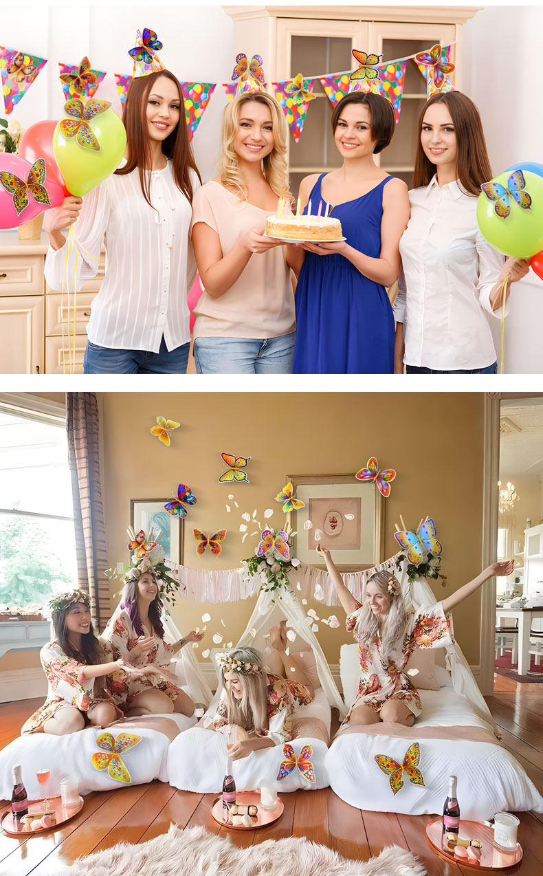 12 3D double-layer butterfly home decoration simulation butterfly pvc colorful butterfly wall stickers with magnets detail image 9