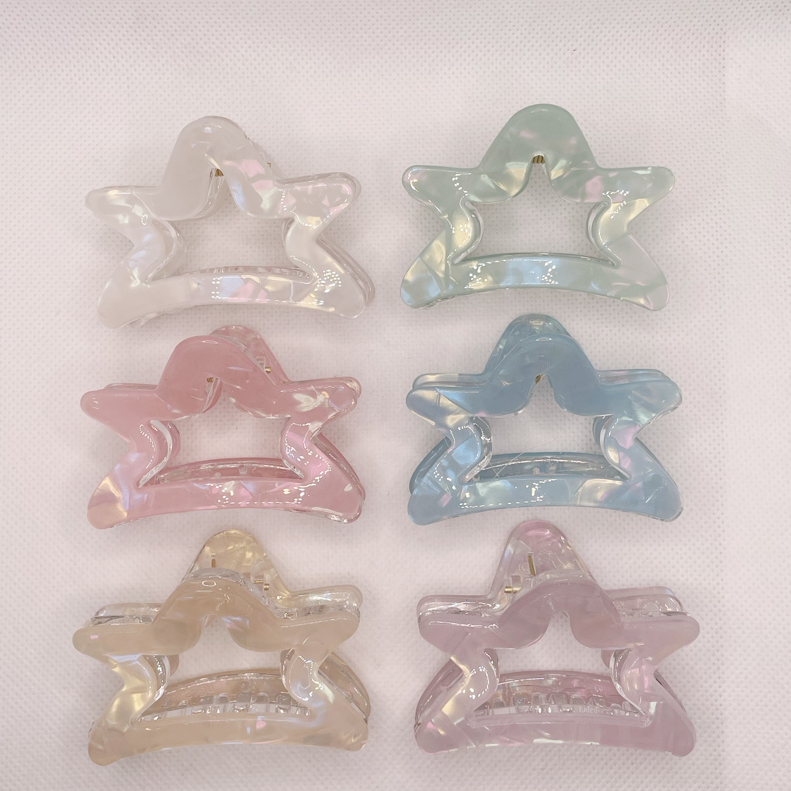 Mermaid Girl's colorful claw clip, five-pointed star hair clip, shark clip at the back of the head, medium size, less hair, half short hair accessory