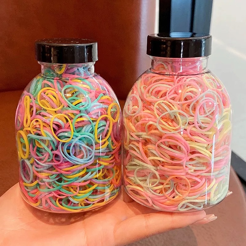 Colorful disposable rubber bands for children, hair-safe hair ties for girls and babies, small Chiu Chiu rubber bands, high-elasticity hair accessories detail image 2
