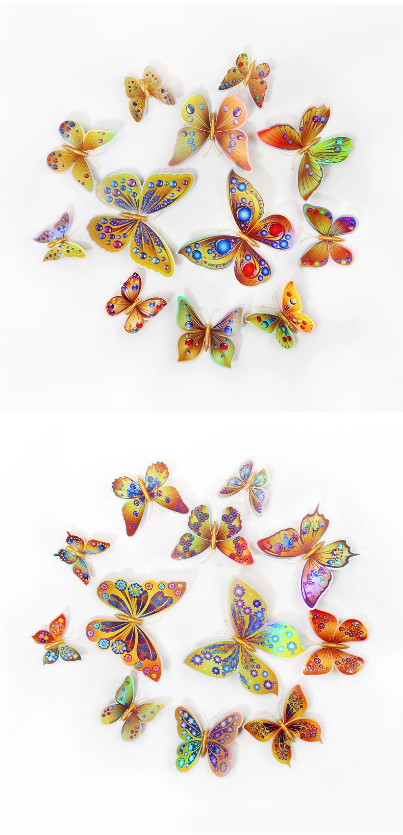 12 3D double-layer butterfly home decoration simulation butterfly pvc colorful butterfly wall stickers with magnets detail image 3