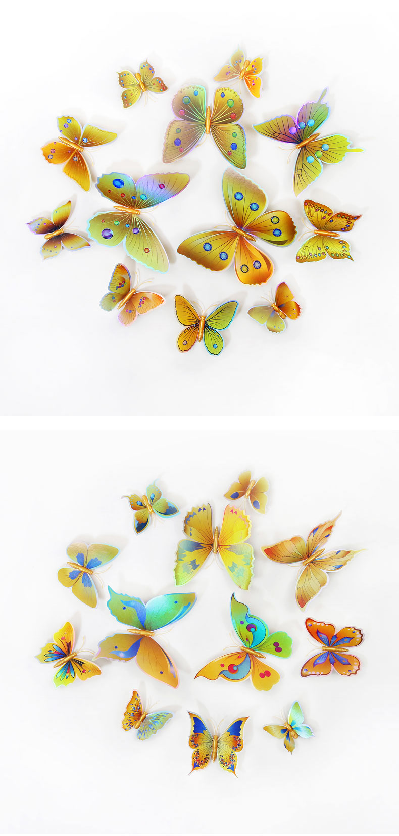 12 3D double-layer butterfly home decoration simulation butterfly pvc colorful butterfly wall stickers with magnets detail image 2
