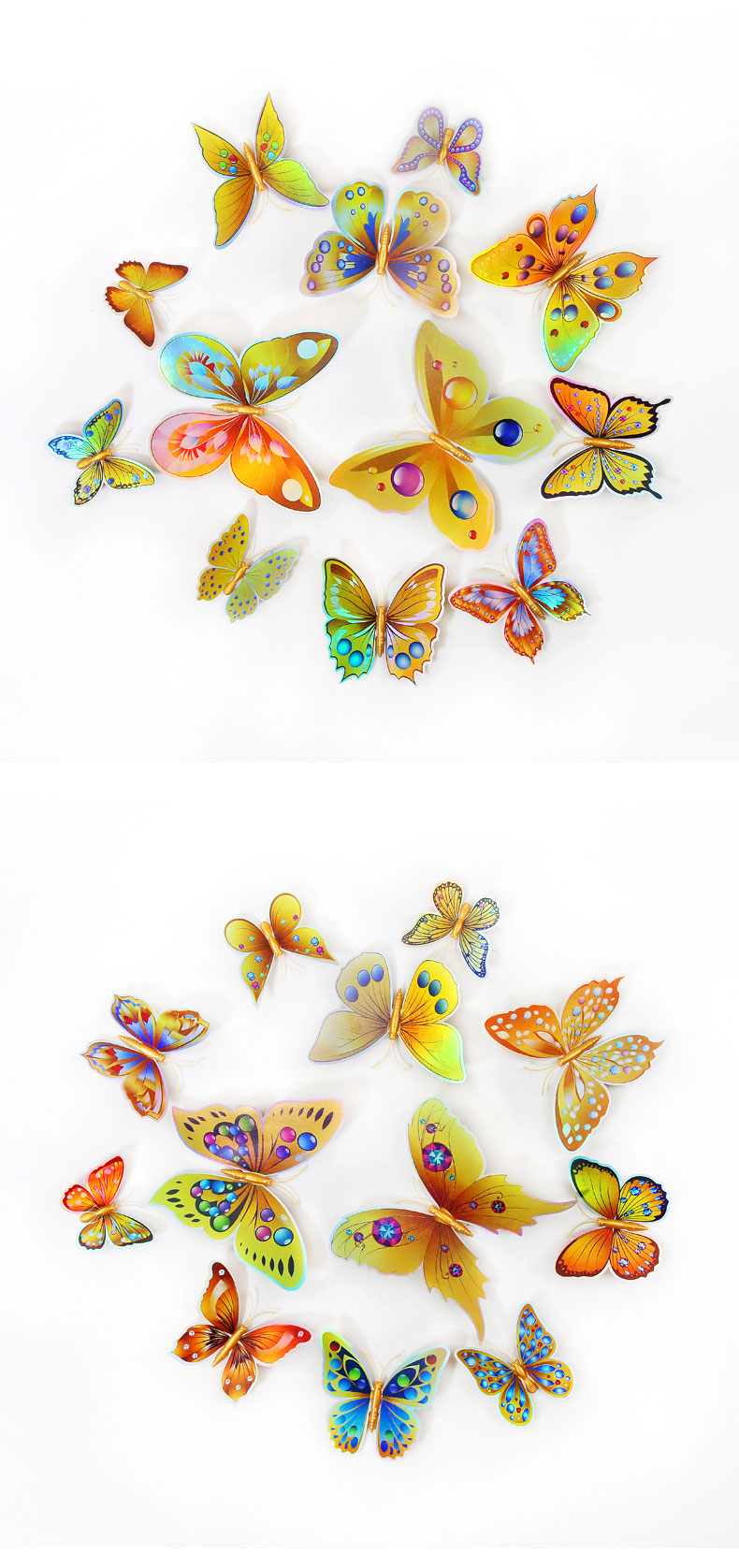 12 3D double-layer butterfly home decoration simulation butterfly pvc colorful butterfly wall stickers with magnets detail image 6