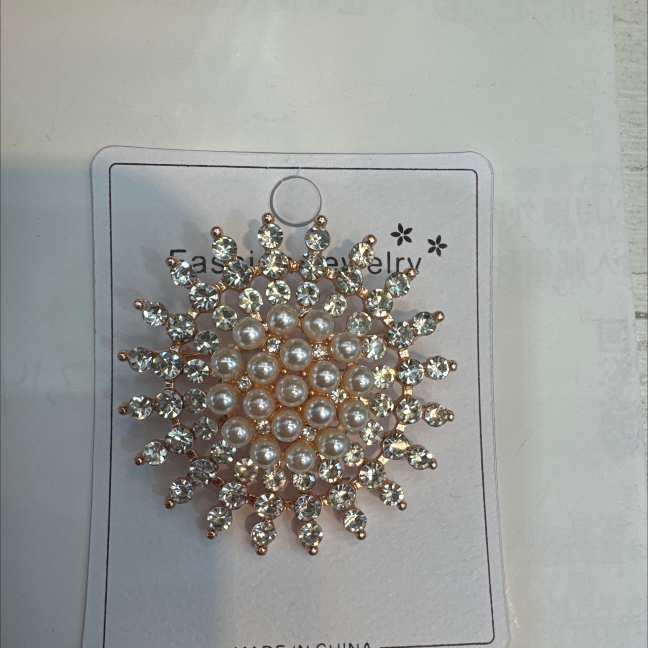 流行花胸针水钻珍珠合金胸针