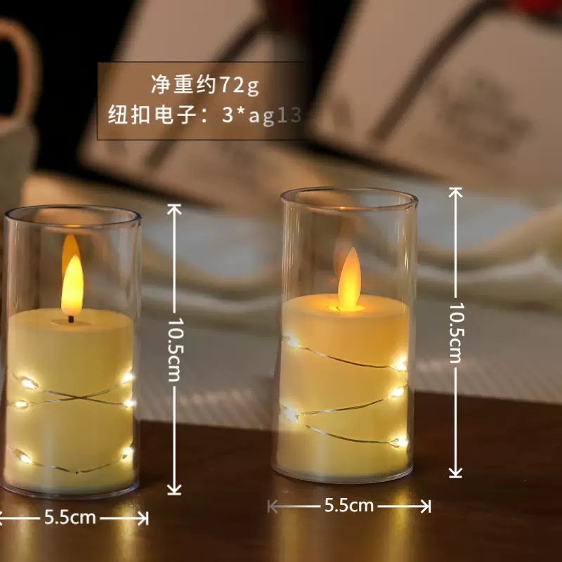 LED electronic candle lamp string, glass cup wax, Christmas restaurant home decoration simulation swing flame candle Item Picture