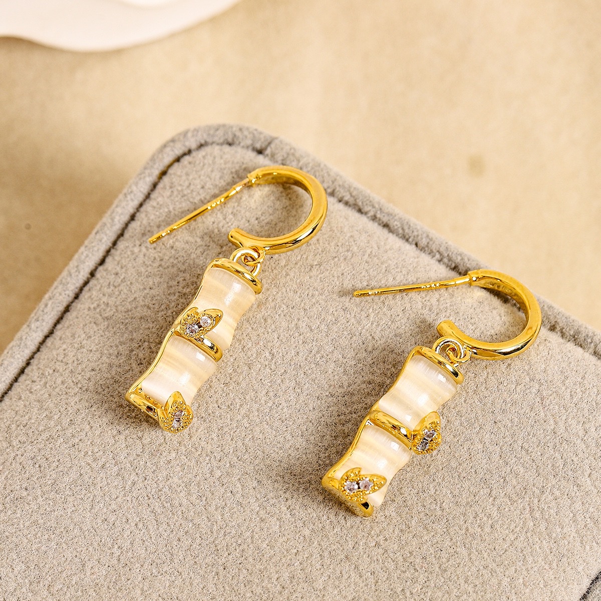 网红款竹节耳环女小众设计高级感冷淡风耳坠简约气质个性耳环饰品耳饰耳环饰品