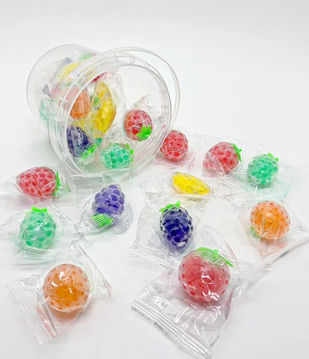 解压捏捏多色草莓玩具mini可爱儿童抓握桶装柔软软糯手感