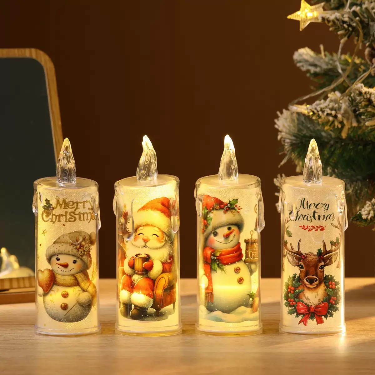 New transparent crystal tearful candle, smokeless tea wax led electronic candle light, Christmas decoration atmosphere night light Specification image