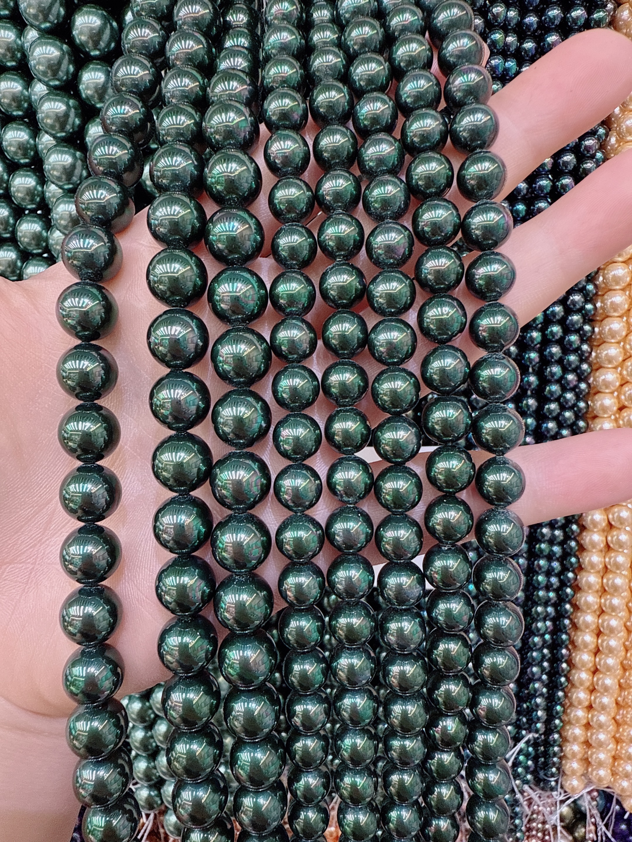 施家珍珠平替高亮正圆人造直孔玻璃珍珠串珠全孔手链项链diy配件详情图3