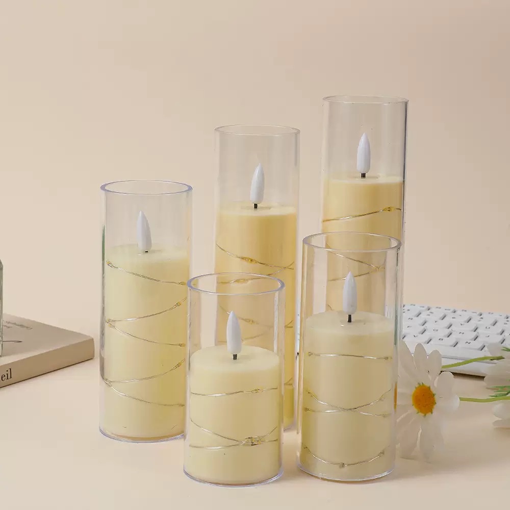 LED electronic candle lamp string, glass cup wax, Christmas restaurant home decoration simulation swing flame candle Specification image