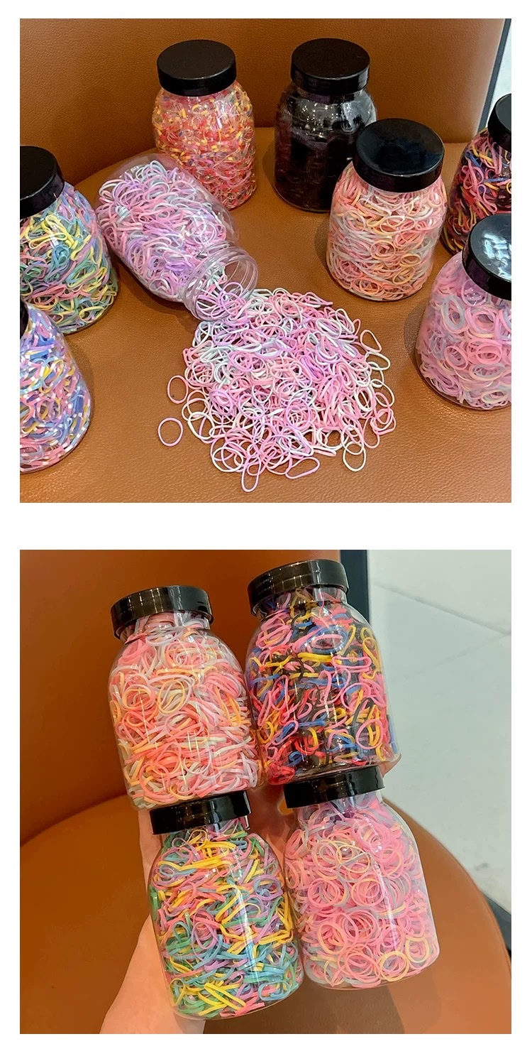 Colorful disposable rubber bands for children, hair-safe hair ties for girls and babies, small Chiu Chiu rubber bands, high-elasticity hair accessories detail image 4