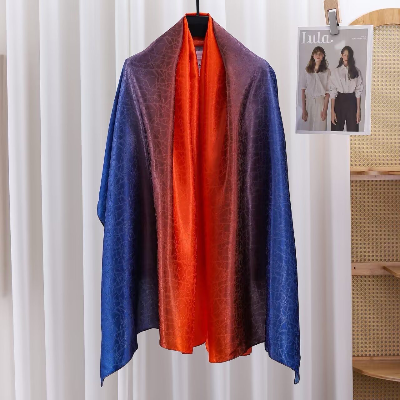 New Spring and autumn Korean style for ladies, jacquard satin, silk-like gradient scarf, fashionable and elegant scarf, shawl, beach blouse, Yiwu Wholesale Network details Picture