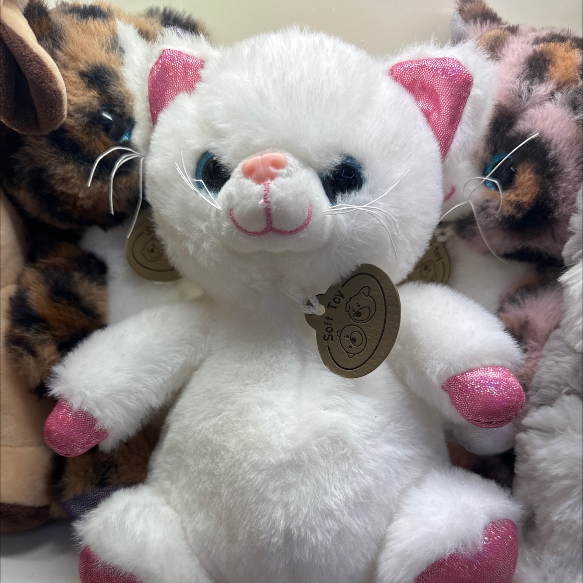 毛绒玩具小猫，挂牌猫玩偶毛绒玩具