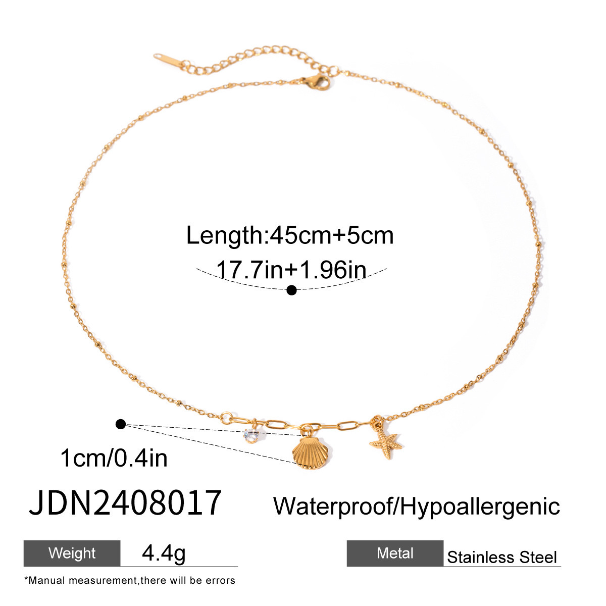 【 Ocean Series 】 European and American stainless steel zircon starfish pendant necklace with a high-end feel, ins collarbone chain titanium steel necklace jewelry, cross-border detail image 2