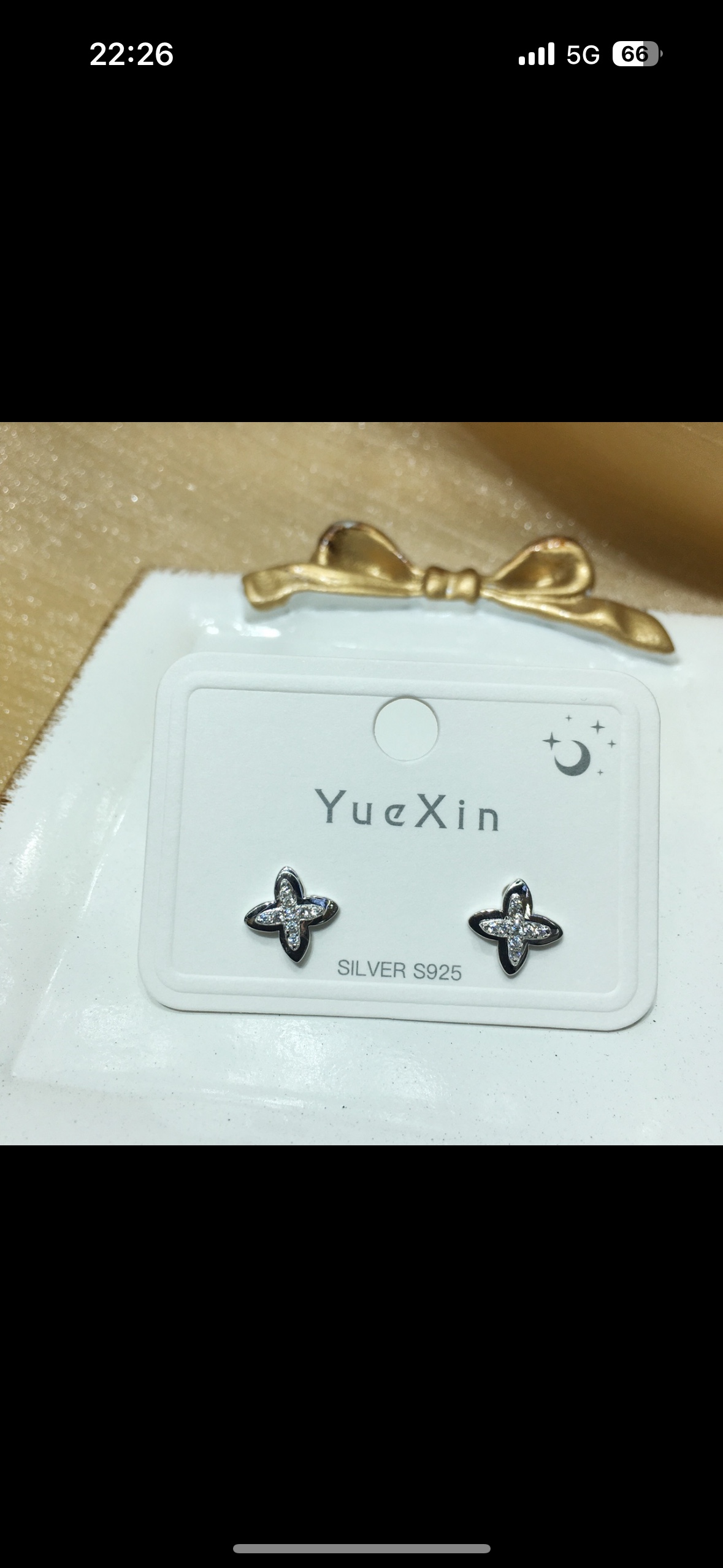 四芒星锆石微镶通体纯银耳钉