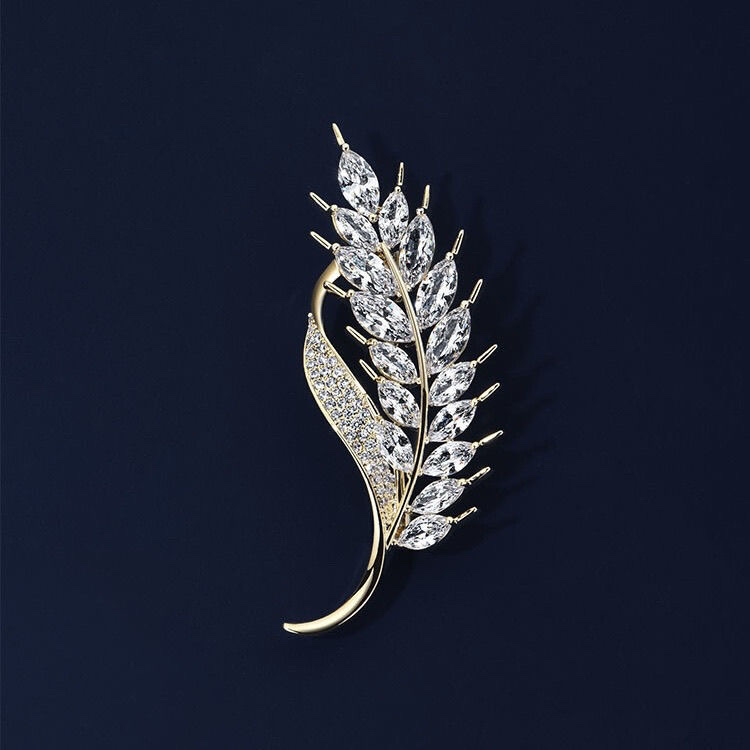 新款麦穗合金胸花高档水晶别针衣服配饰大衣西装防走光扣胸针锌合金旗袍压襟labubu胸针徽章