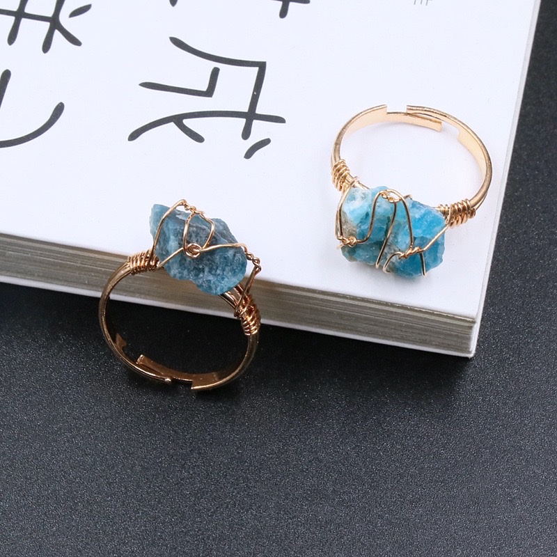 天然石紫水晶原石蓝晶戒指 DIY绕丝水晶石活口 粉晶绕线原矿详情9