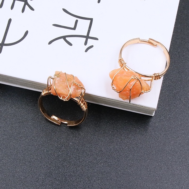 天然石紫水晶原石蓝晶戒指 DIY绕丝水晶石活口 粉晶绕线原矿