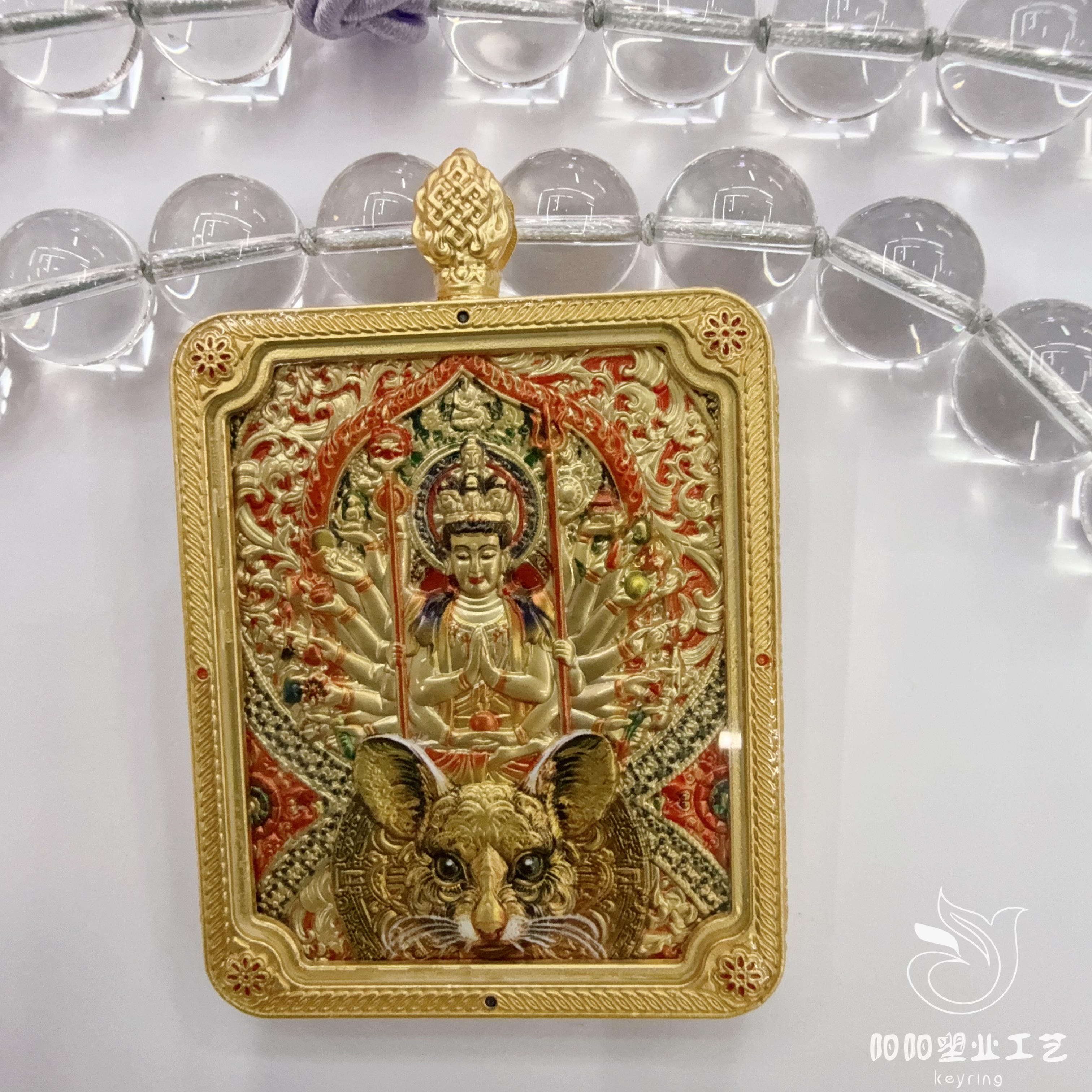 工厂唐卡龙五爷本命佛文殊八大守护神双面浮雕立体唐卡吊坠冰箱贴唐卡佛牌唐卡九尾狐财神爷产品图