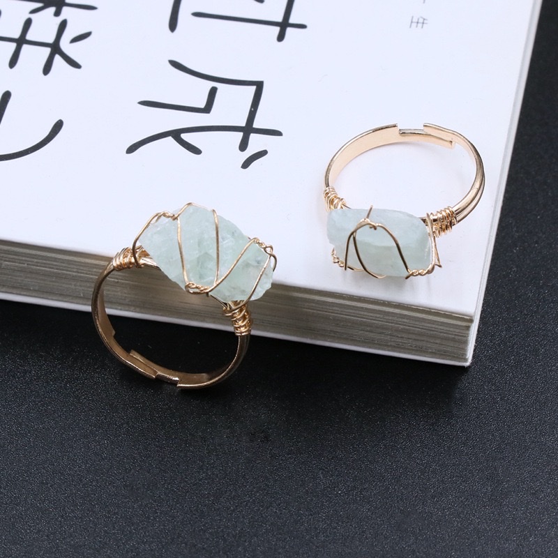 天然石紫水晶原石蓝晶戒指 DIY绕丝水晶石活口 粉晶绕线原矿详情10