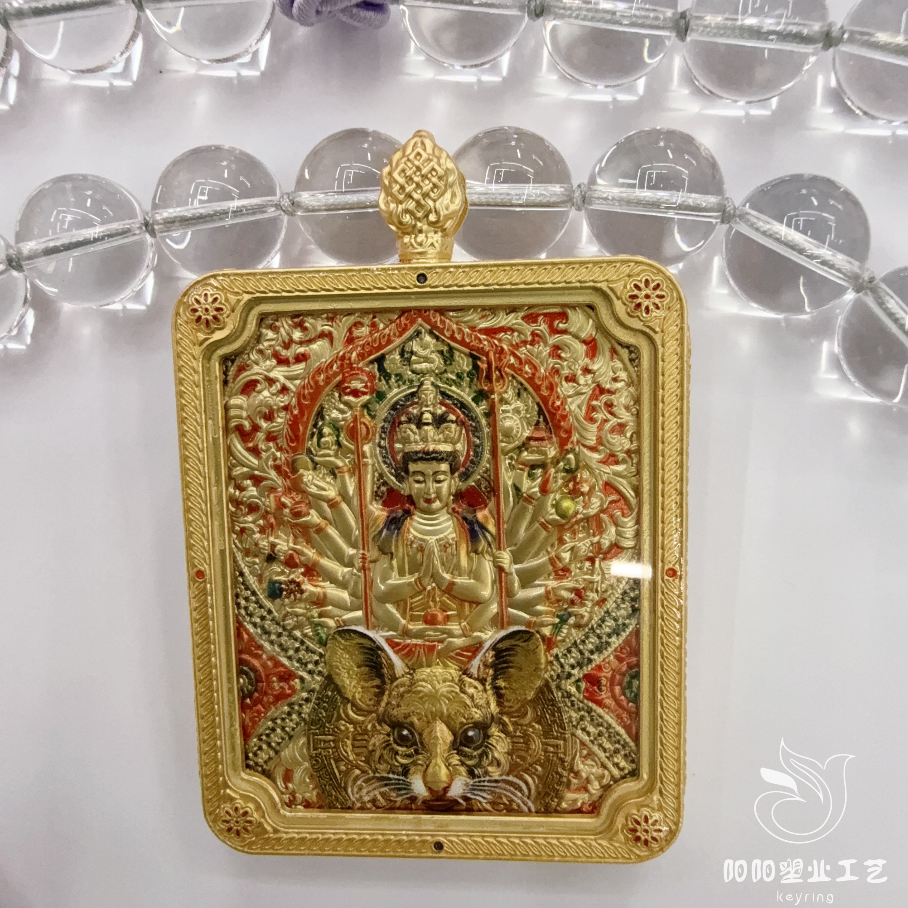 工厂唐卡龙五爷本命佛文殊八大守护神双面浮雕立体唐卡吊坠冰箱贴唐卡佛牌唐卡九尾狐财神爷细节图