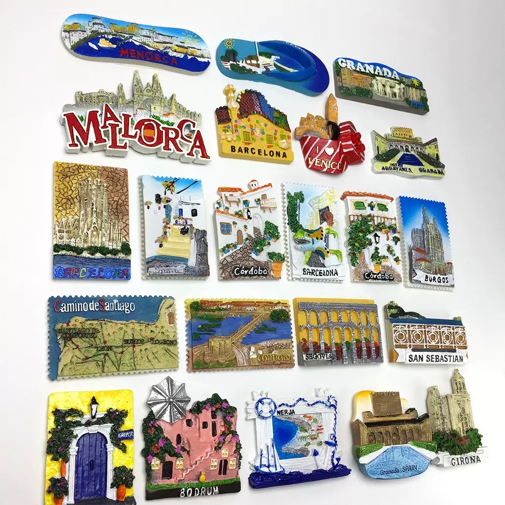 Cross-border e-commerce sources, Paris, France, landmark scenic spots, creative magnetic fridge magnets, three-dimensional painted decorative handicrafts, fridge magnets, cultural and creative acrylic sand fridge magnets, tourist souvenirs details Picture