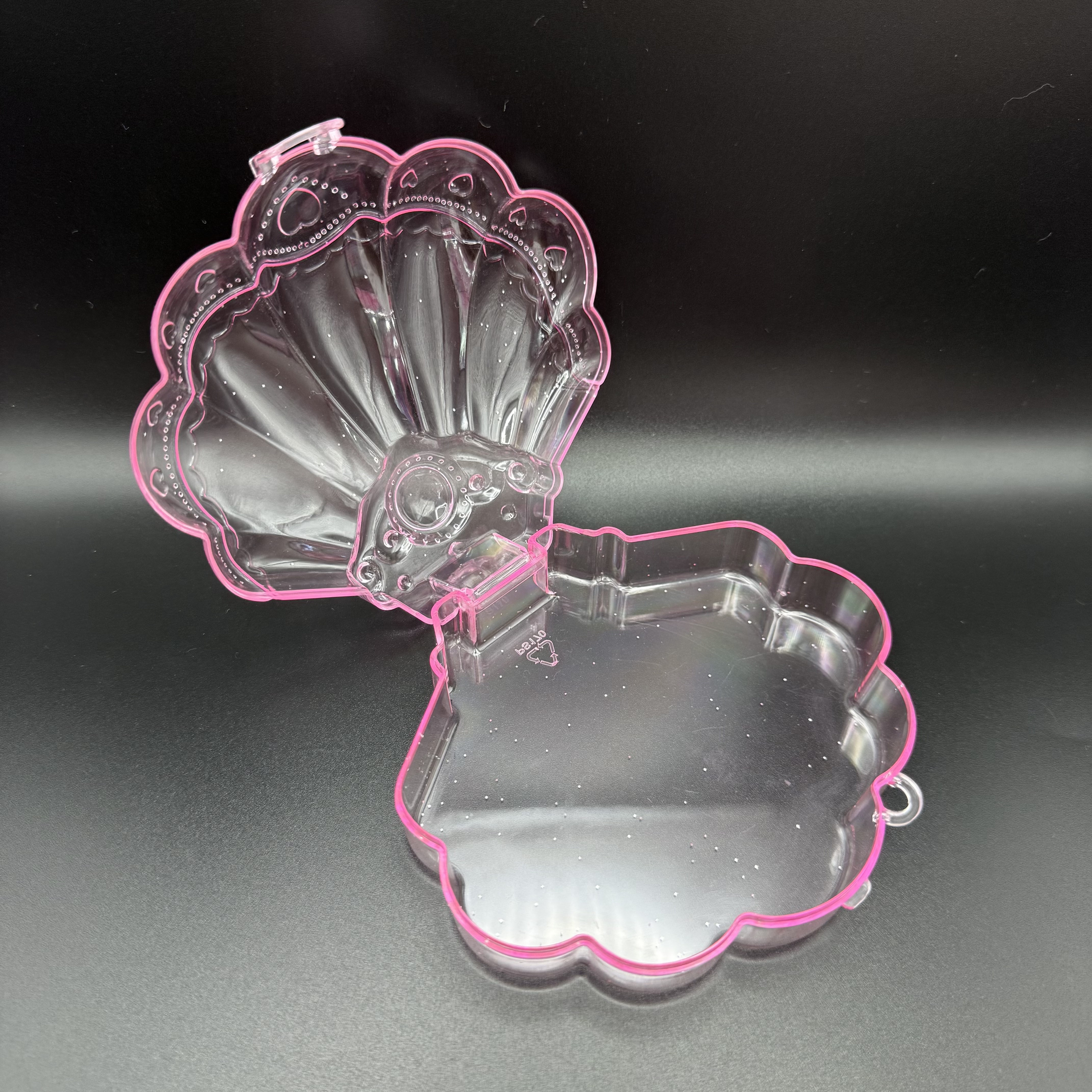 Jewelry shell flower storage box, hair clip, accessory jewelry box, cartoon with lid, pink plastic box Specification image