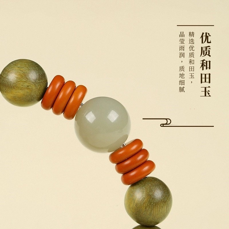 绿檀木佛珠手串女木质学生手链情侣檀香手串男文艺复古民族风单圈