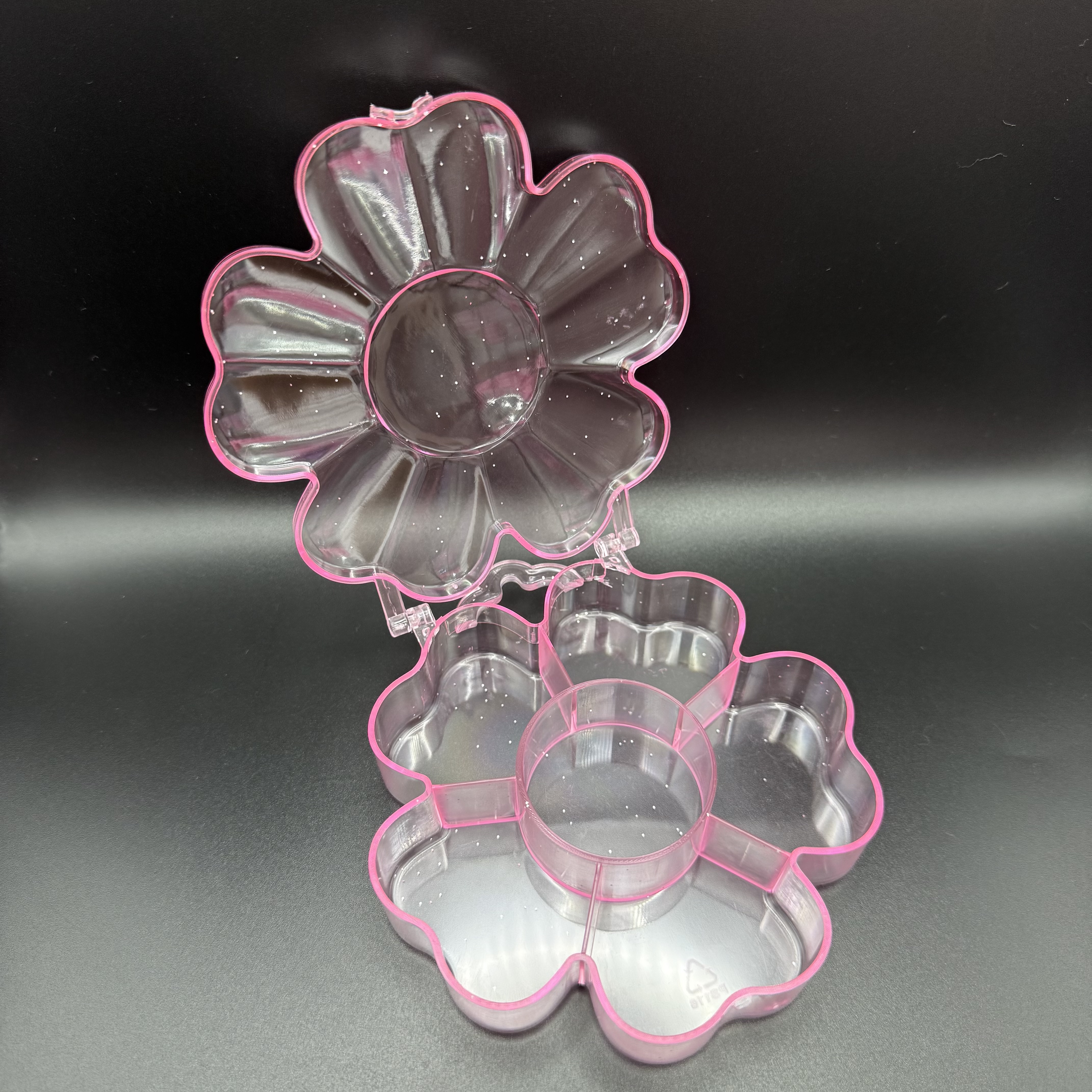 Jewelry shell flower storage box, hair clip, accessory jewelry box, cartoon with lid, pink plastic box Item Picture