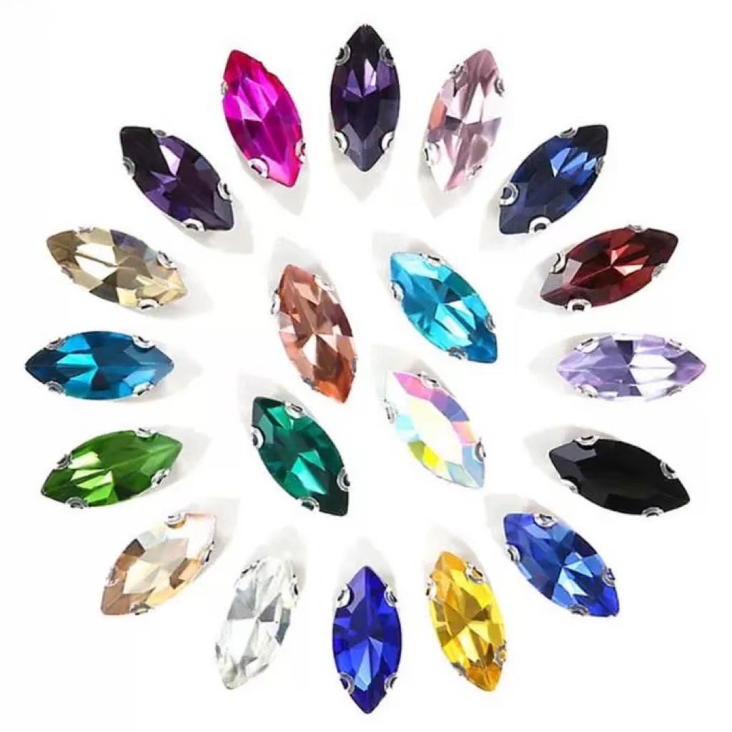 7*15马眼玻璃手缝钻饰品配件diy手缝钻婚纱配件