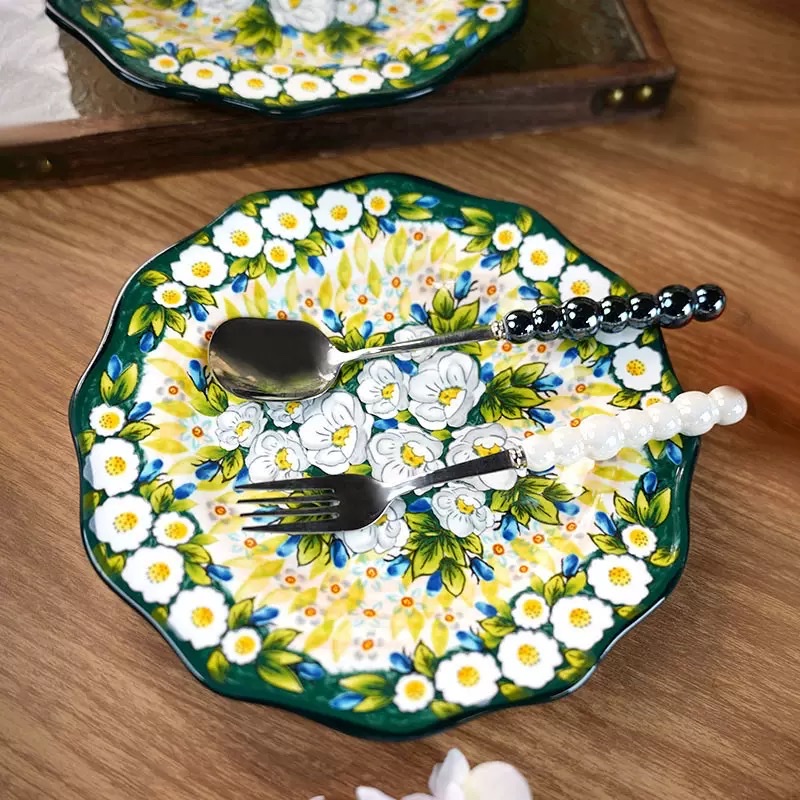 浅茉5.5英寸盘 釉中彩陶瓷圆盘深盘满面花卉陶瓷产品图