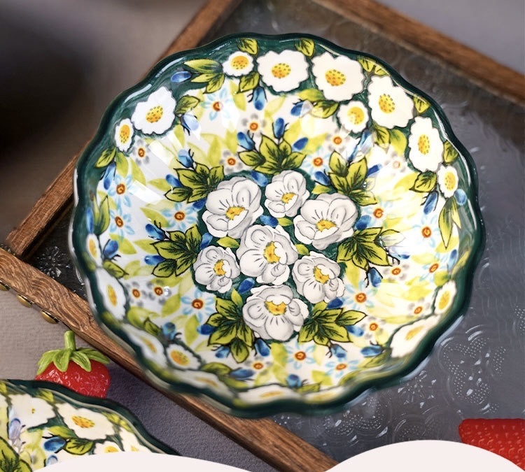 浅茉5.5英寸盘 釉中彩陶瓷圆盘深盘满面花卉陶瓷详情图8
