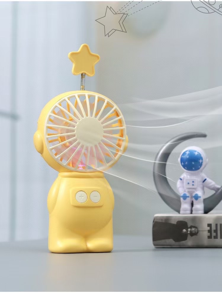 The popular and trendy handheld mini fan, the Astronaut seven-color light mini fan, is available in multiple colors and adjustable in speed Settings Specification image