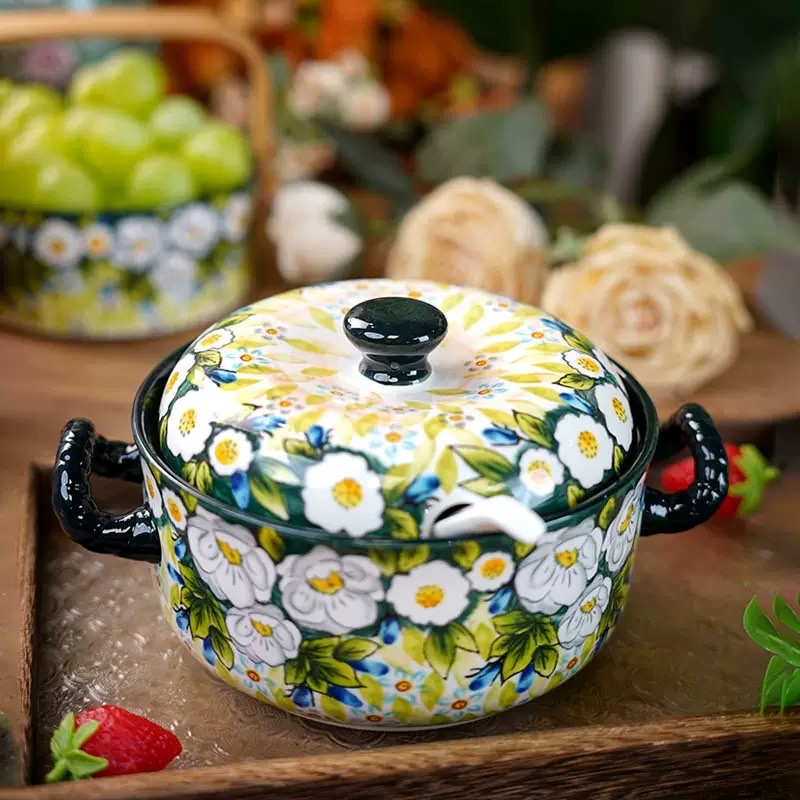 浅茉5.5英寸盘 釉中彩陶瓷圆盘深盘满面花卉陶瓷详情图3