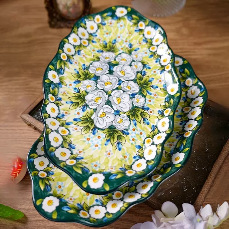 浅茉5.5英寸盘 釉中彩陶瓷圆盘深盘满面花卉陶瓷详情图6