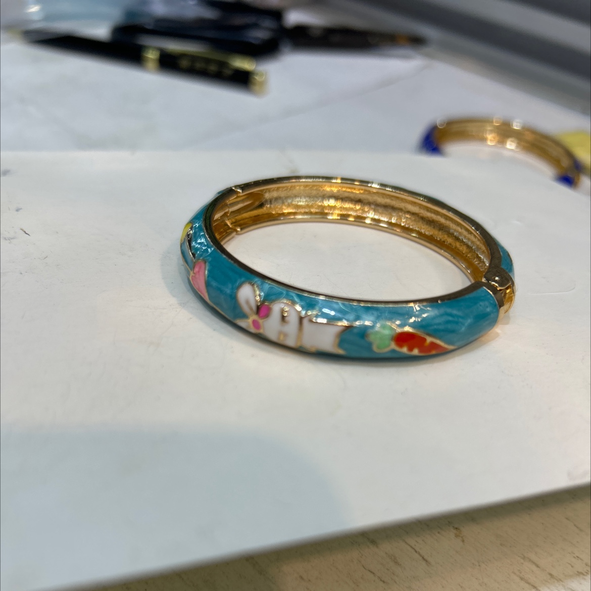 景泰蓝手镯滴油合金手镯！沙金手镯！珐琅彩工艺手镯兔子🐰