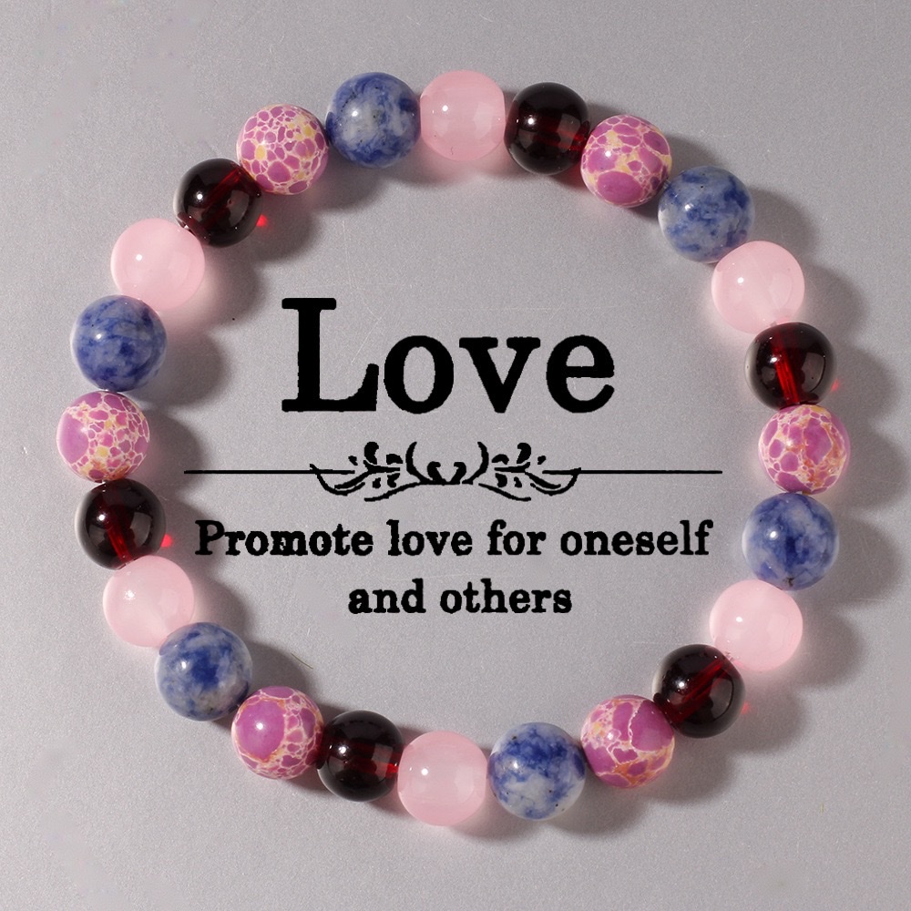 波西米亚手链女石头手镯蓝纹石夏天summer bracelet天然水晶手饰