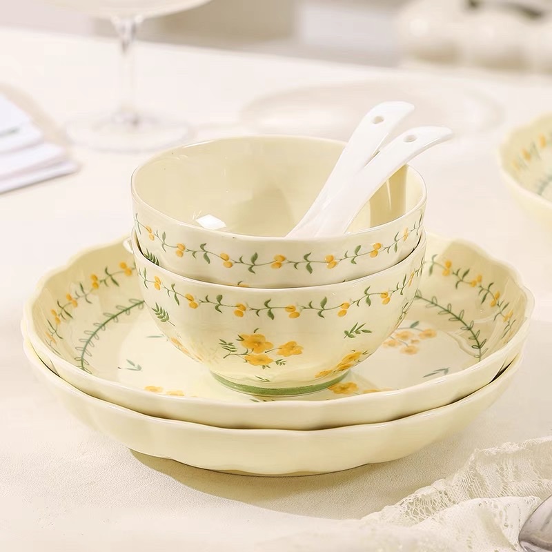 Ceramic rice bowl, rice bowl Home 2025 New style, particularly beautiful bowl and plate, cream style tableware set detail image 4