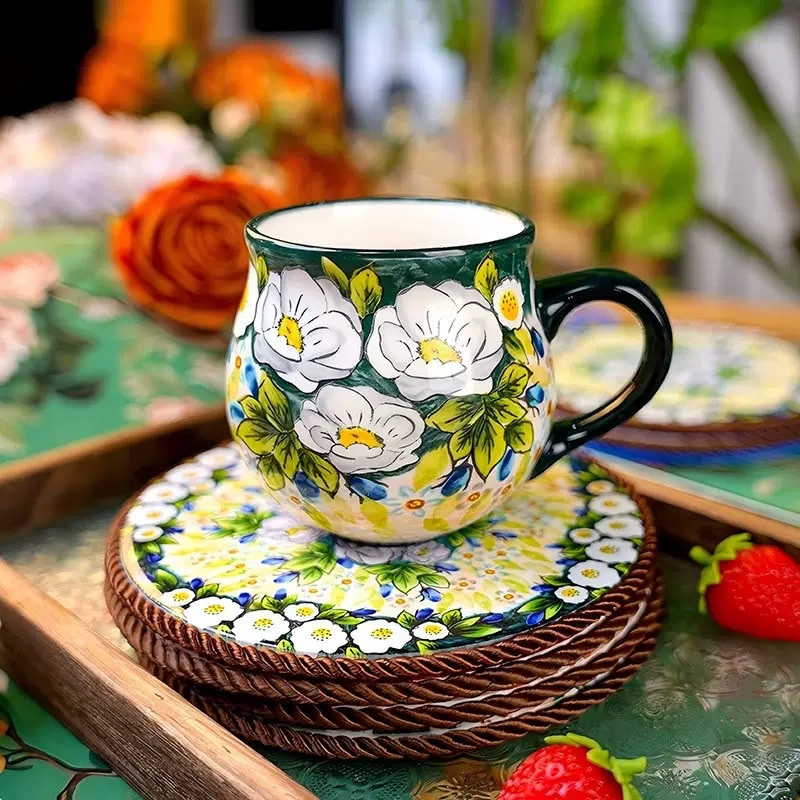 浅茉5.5英寸盘 釉中彩陶瓷圆盘深盘满面花卉陶瓷详情图4