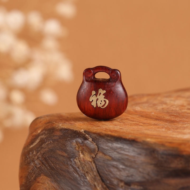批发紫檀木福袋diy配件工艺品礼品中国风福袋雕刻