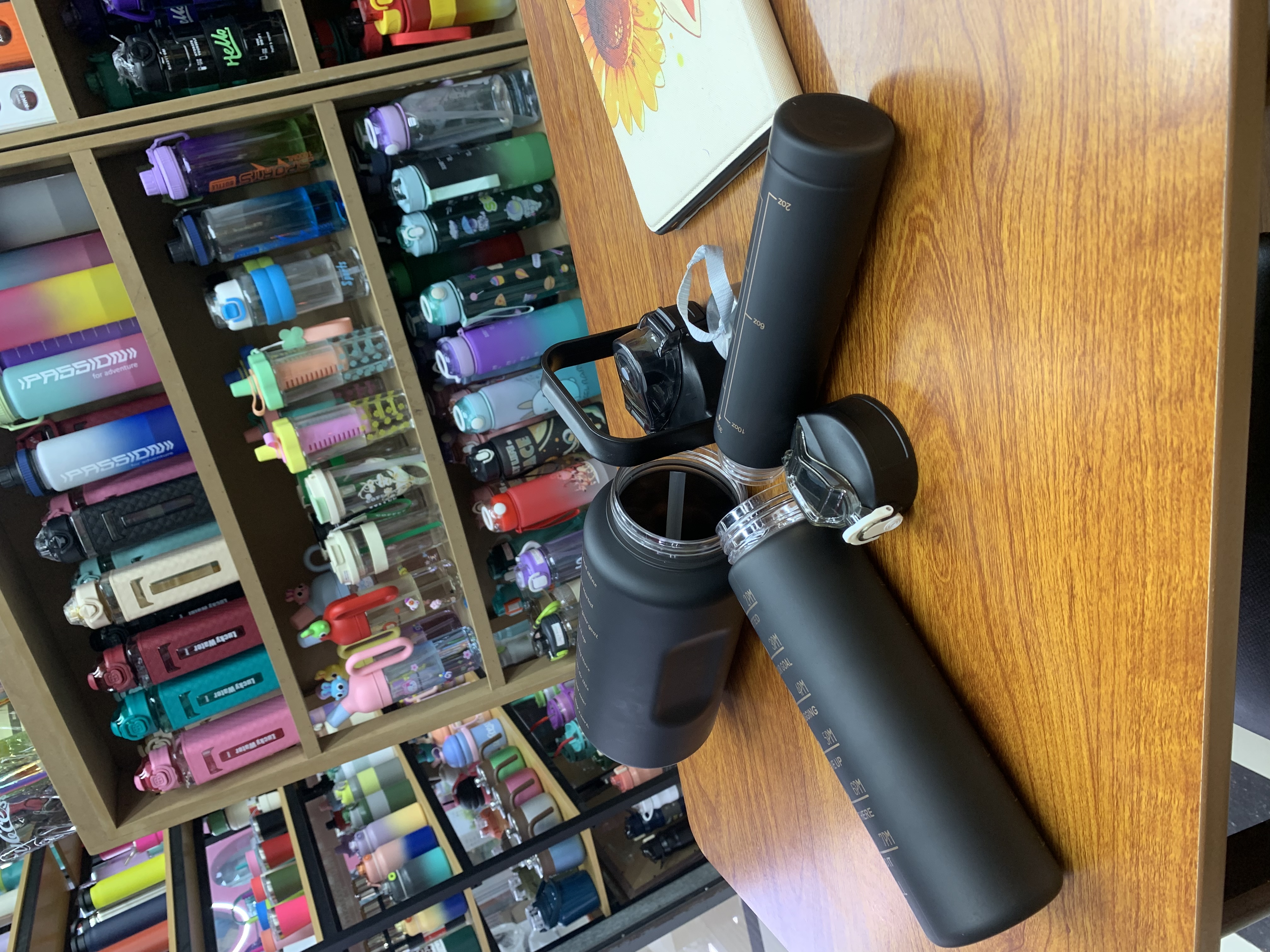 三件套水杯黑色，300毫升，750毫升，2000毫升，塑料水杯塑料杯塑料杯子，提手大容量水杯，外出带吸管直饮详情图7