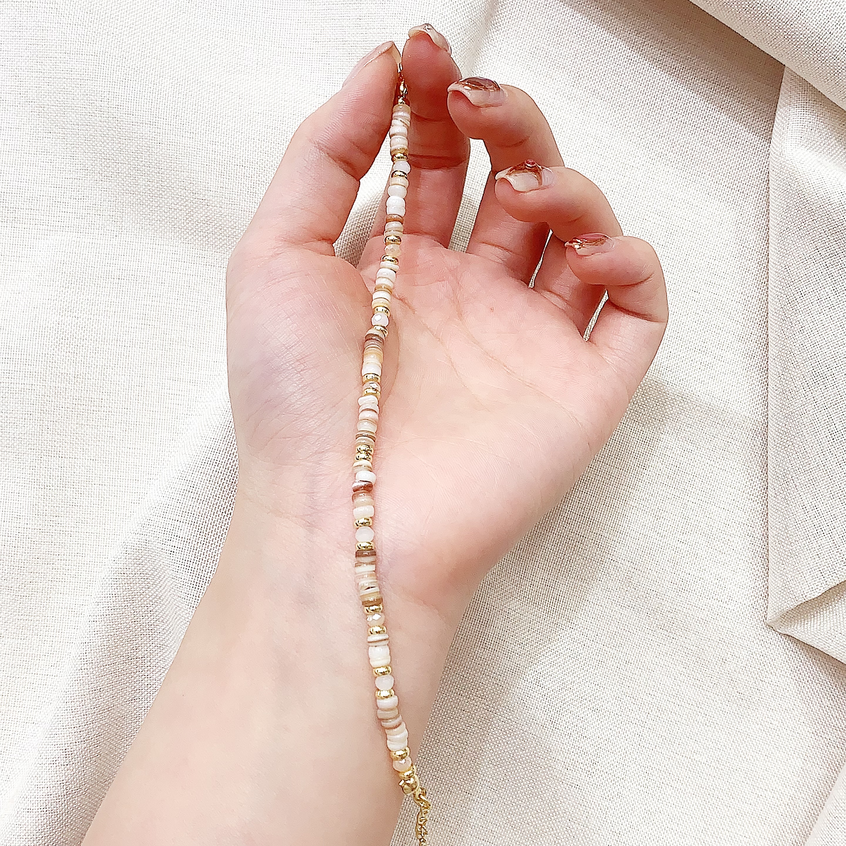 小众不撞款 天然贝壳手链 金珠穿插 自带松弛感手串详情图3