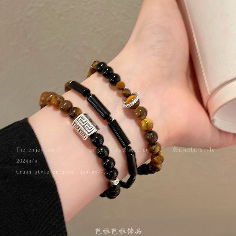 新中式仿虎眼石串珠手链女新款复古手串轻奢小众高级感精致手饰详情6