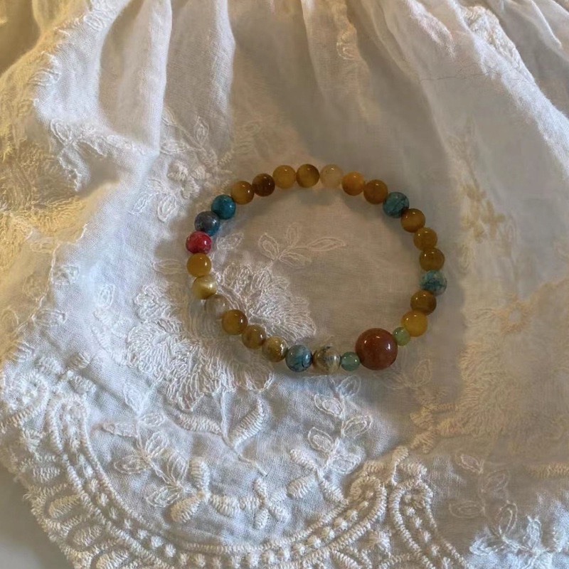 复古新中式天然石串珠手串小众设计高级感手链女民族风禅意配饰