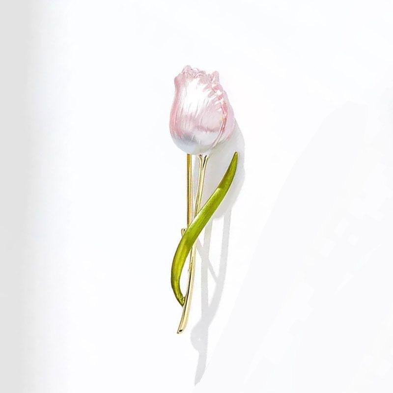 Elegant multi-color tulip brooch, simple and elegant brooch, Korean version, niche flower handcrafted brooch wholesale detail image 5