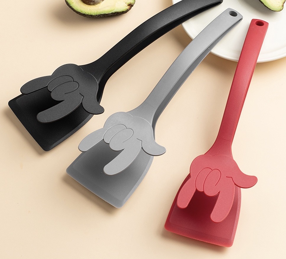 新款爆款热卖款跨境牛扒铲煎铲优质食品级硅胶夹子尼龙铲夹食物夹鸡蛋铲烤面包煎蛋夹翻转铲多功能铲夹二合一铲夹