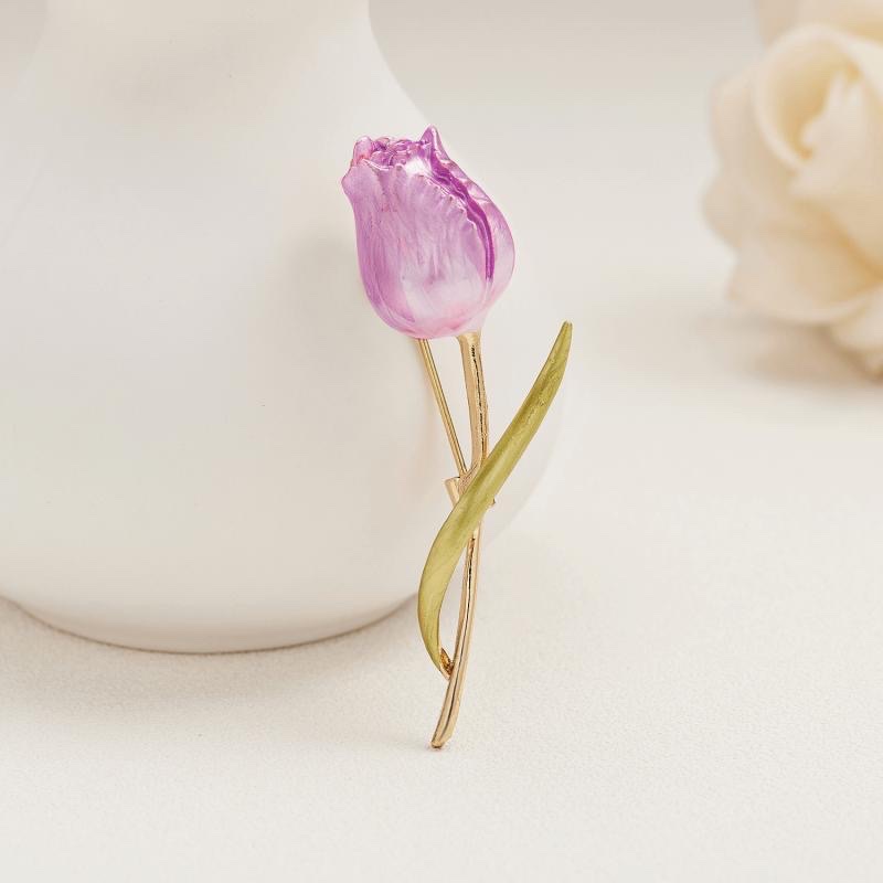 Elegant multi-color tulip brooch, simple and elegant brooch, Korean version, niche flower handcrafted brooch wholesale